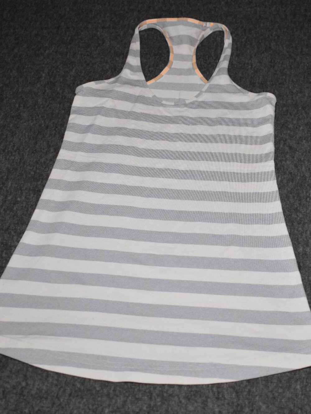 Lululemon Cool Racerback Tank Top Size 4 White Gray Striped Athletic Yoga